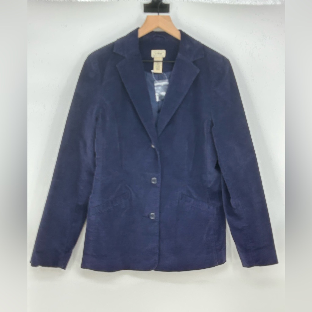 "Nwt" Ll Bean Womens 10 Regular Velvet Velour 3 Button Suit Coat Blazer Jacket